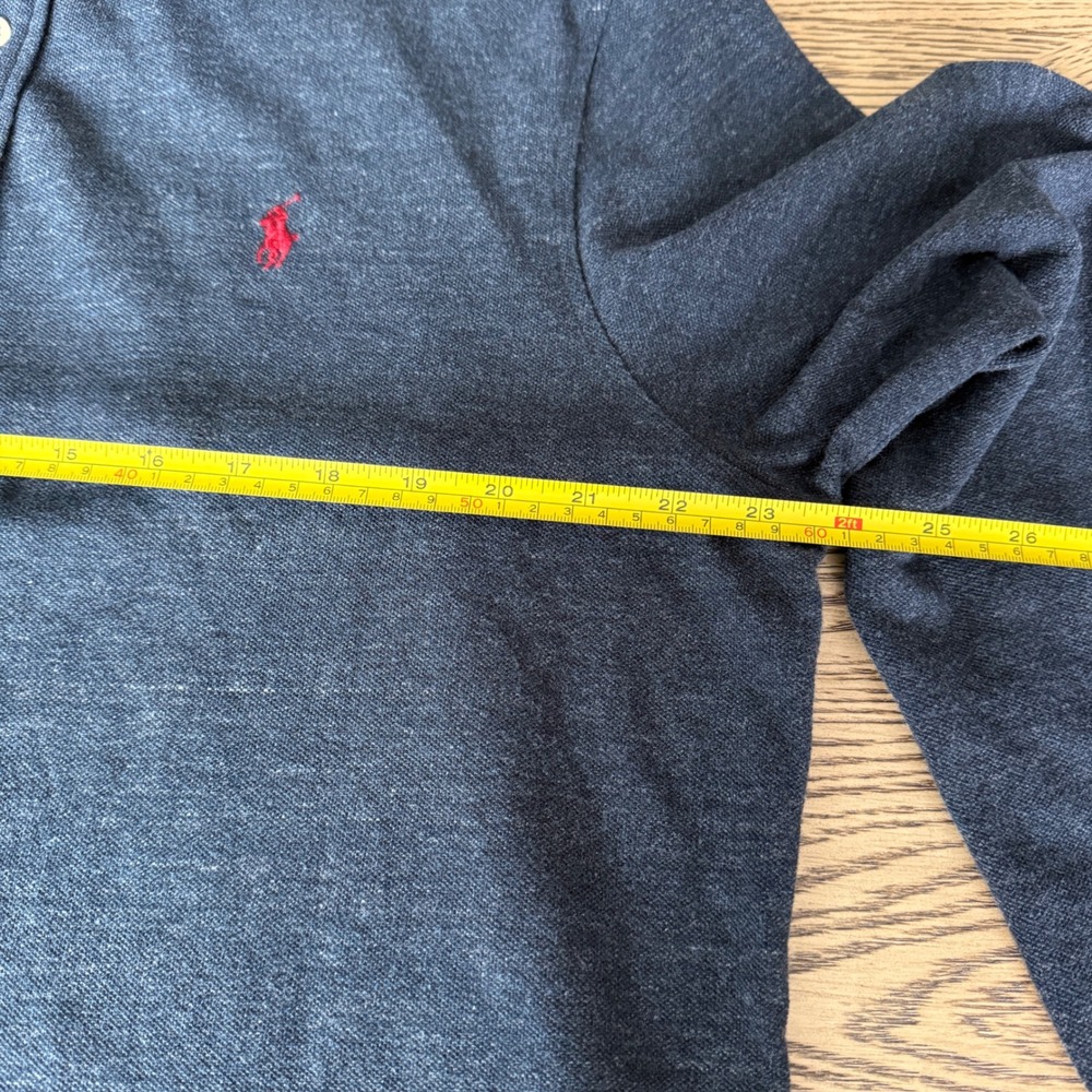 Polo Ralph Lauren Mens XXL Long Sleeve Polo Shirt Navy Blue Heather Cotton Pony - Picture 7 of 11